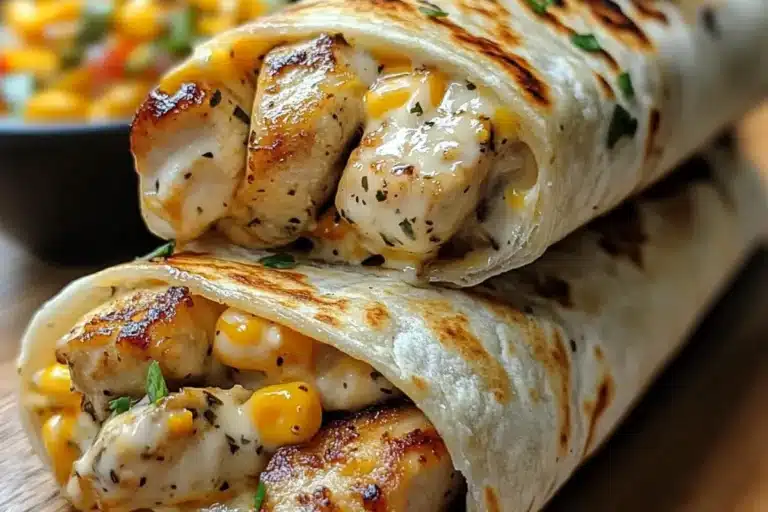 Cheesy Garlic Chicken Wraps