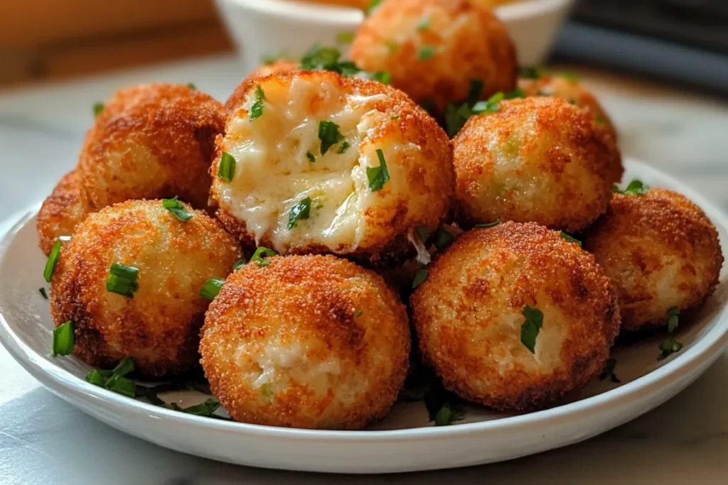 Cheese cheese ball cut open showing cheesy center – perfect snack idea