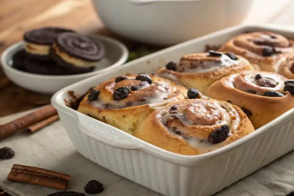 Freshly baked Oreo-Stuffed Cinnamon Rolls